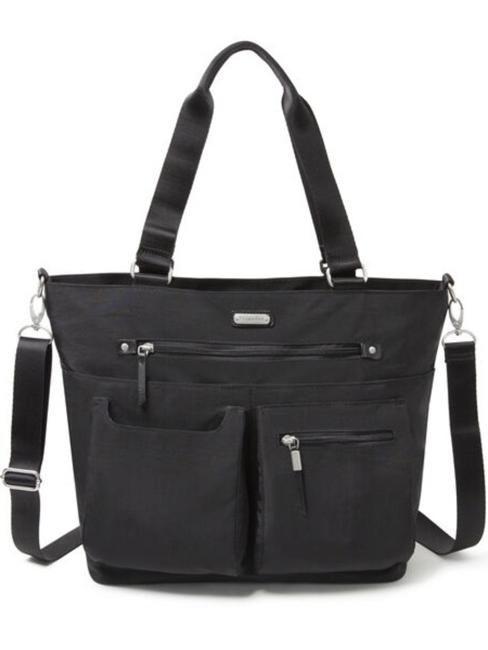 Baggallini Black Anyday Laptop Tote Bag with Front Pockets - luggage sleeve